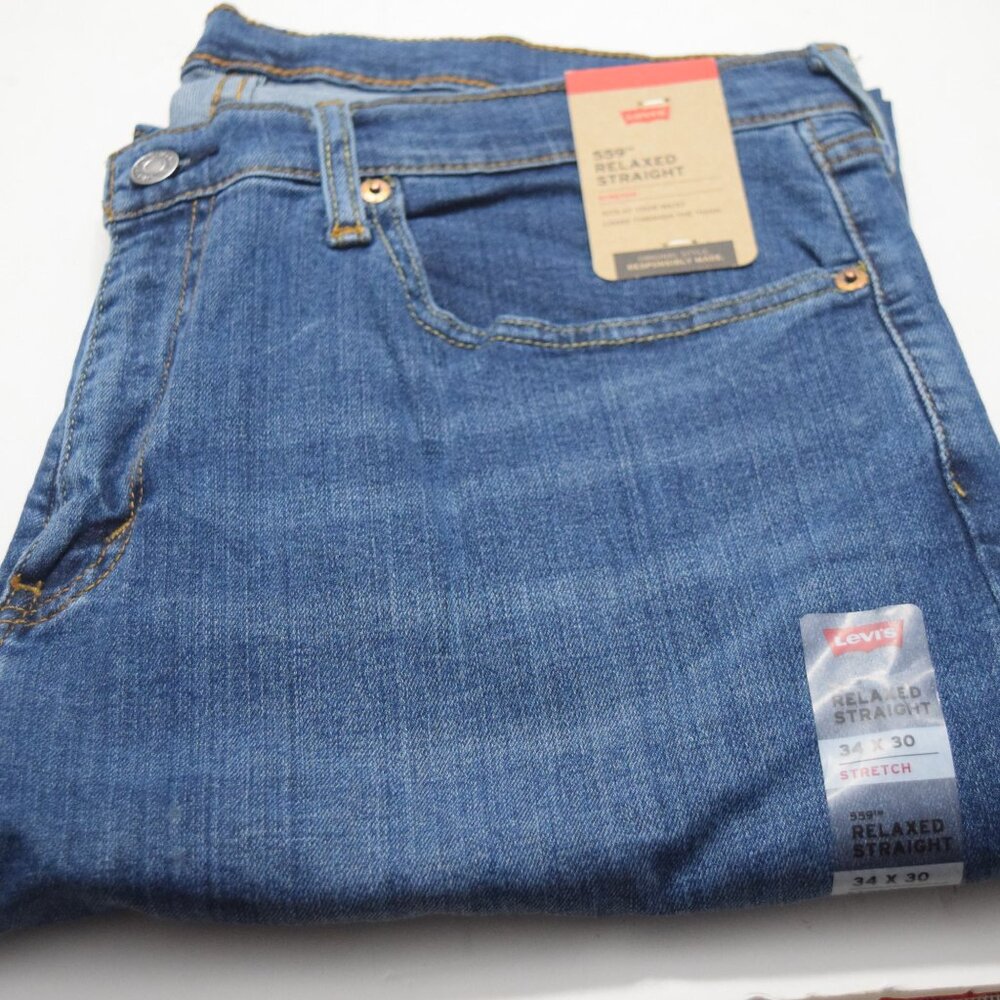 NWT Levi's 559 Jeans Men's 40x32 Relaxed Straight Stretch Medium Wash 005590421